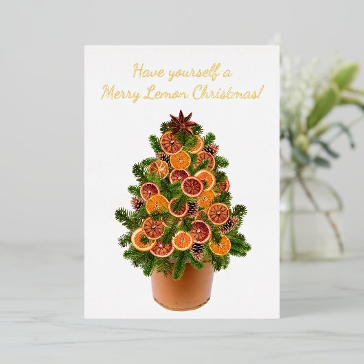 Vruchten met citrusvruchten, gedroogd met een mode folie feestdagenkaart (Staand Voorkant)