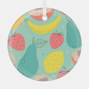 Vruchten met de hand getekend, decoratief naadloos glas ornament