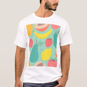 Vruchten met de hand getekend, decoratief naadloos t-shirt