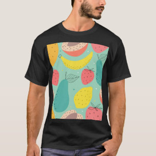 Vruchten met de hand getekend, decoratief naadloos t-shirt
