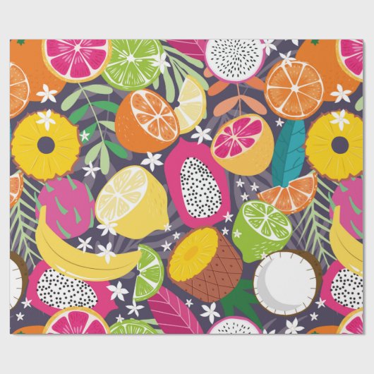 Vruchten naadloos patroon, collectie van exotische cadeaupapier (Vlak)