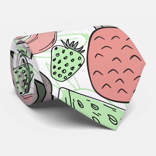 Vruchten naadloos patroon | Oppervlaktepatroon van Stropdas (Opgerold)