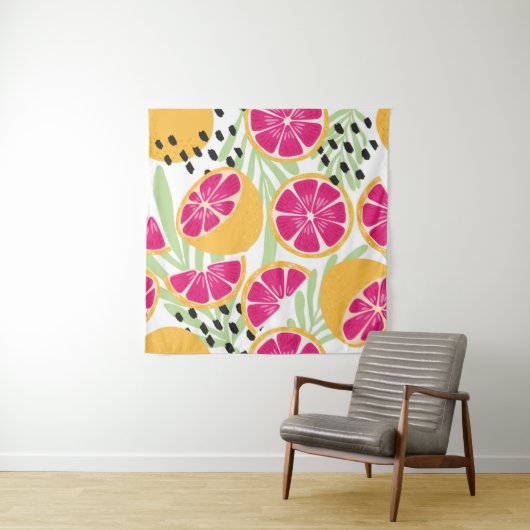 Vruchten naadloos, pompelmoes en pompelmoezen wandkleed (In situ)