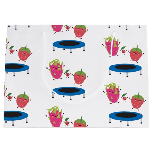 Vruchten op trampoline groot cadeauzakje (Voorkant)