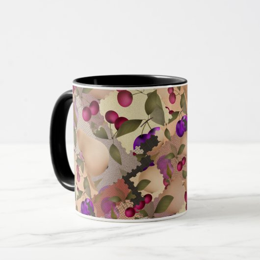 Vruchten, patchwork koffiemok mok (Voorkant links)