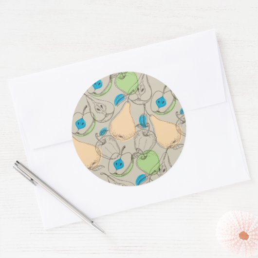 Vruchten patroon ronde sticker (Envelop)