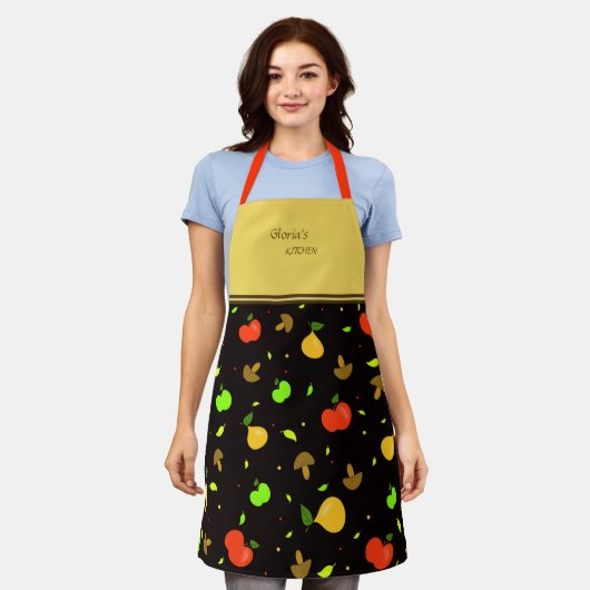 Vruchten patroon schort (Gedragen)