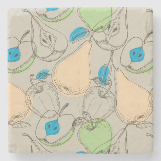 Vruchten patroon stenen onderzetter (Voorkant)