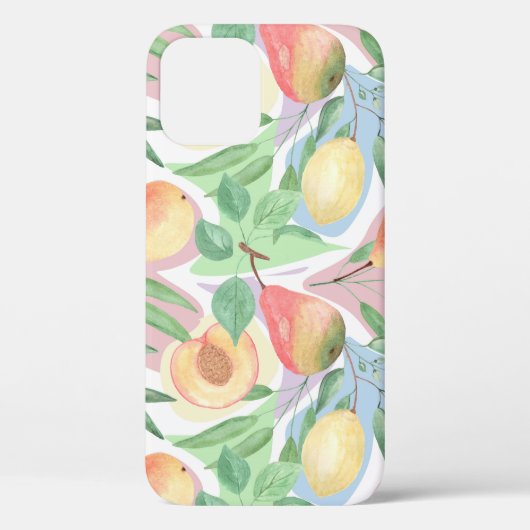 Vruchten, perziken, peren, citroenen, aquarel Case-Mate iPhone case (Achterkant)