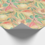 Vruchten, perziken, peren, citroenen, waterverf cadeaupapier (Hoek)