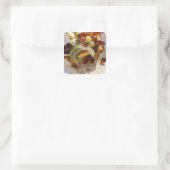 Vruchten salade met ijs. vierkante sticker (Tas)