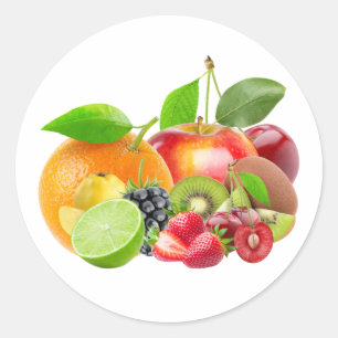 Vruchten samenstelling mooi vers fruit ronde sticker