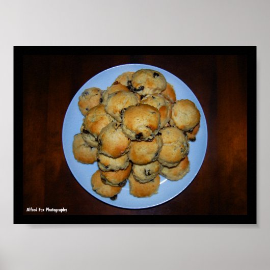 Vruchten Scones op Hout Poster (Voorkant)