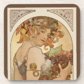 Vruchten van Alphonse Mucha,  Art Nouveau Bier Onderzetter (Voorkant)