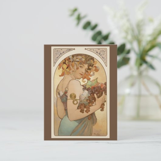 Vruchten van Alphonse Mucha,  Art Nouveau Briefkaart (Staand voorkant)