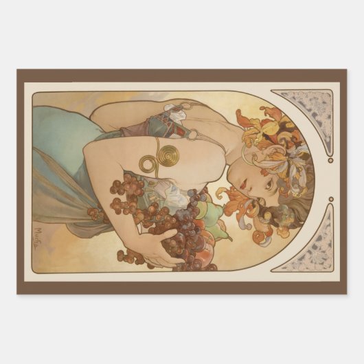 Vruchten van Alphonse Mucha, Art Nouveau Inpakpapier Vel (Voorkant)