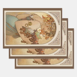 Vruchten van Alphonse Mucha,  Art Nouveau Inpakpapier Vel