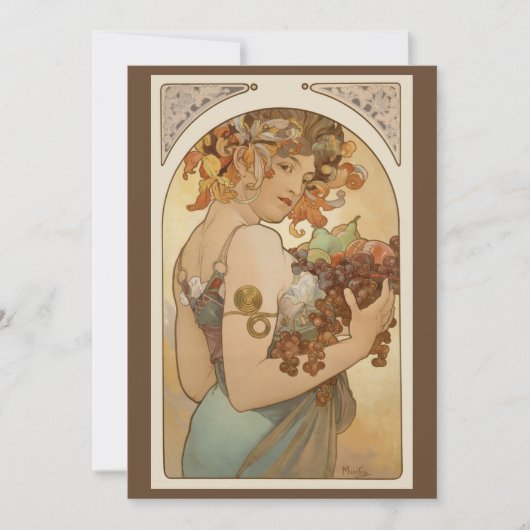 Vruchten van Alphonse Mucha,  Art Nouveau Kaart (Voorkant)