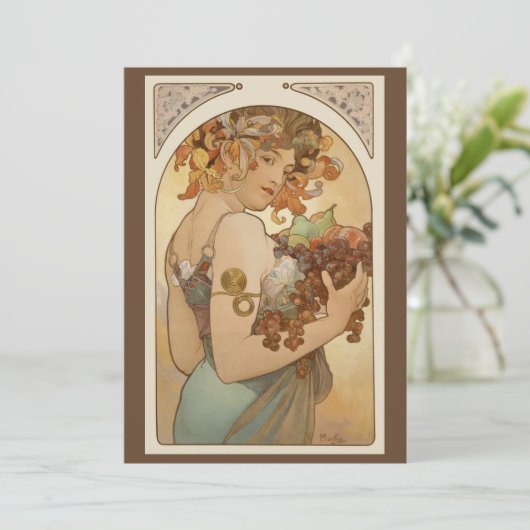 Vruchten van Alphonse Mucha,  Art Nouveau Kaart (Staand voorkant)