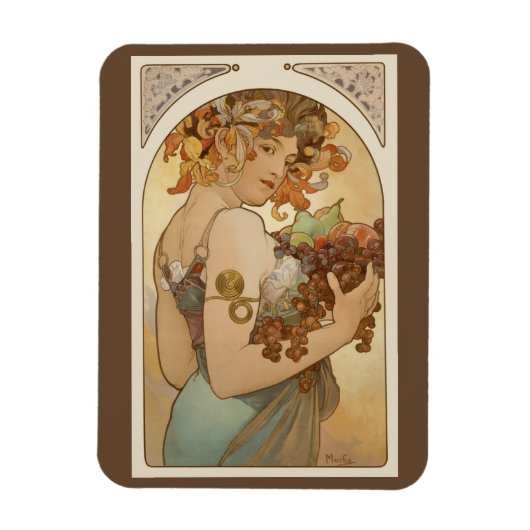 Vruchten van Alphonse Mucha,  Art Nouveau Magneet (Verticaal)