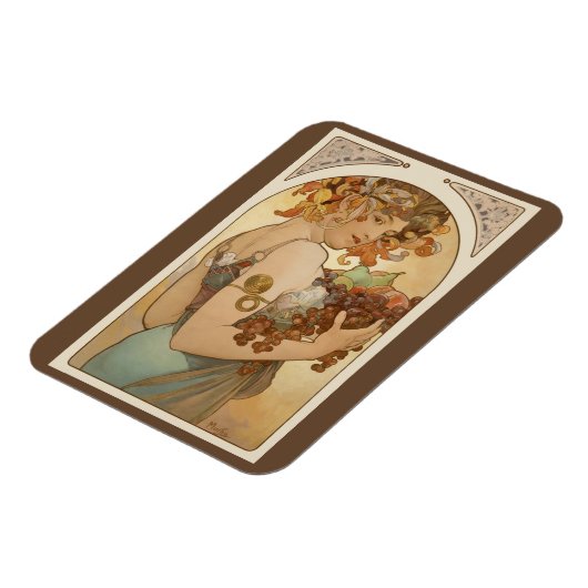 Vruchten van Alphonse Mucha,  Art Nouveau Magneet (Linkerzijde)