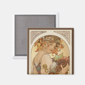 Vruchten van Alphonse Mucha,  Art Nouveau Magneet (Voorkant / Achterkant)