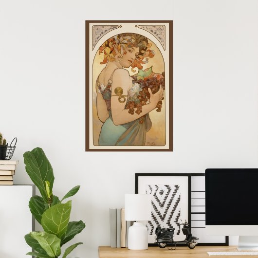 Vruchten van Alphonse Mucha,  Art Nouveau Poster (Thuiskantoor)
