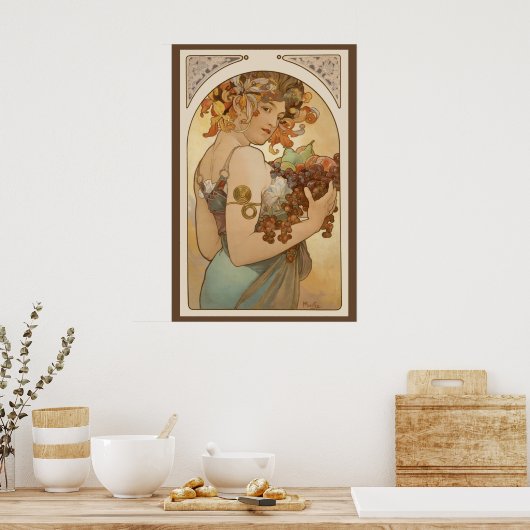 Vruchten van Alphonse Mucha,  Art Nouveau Poster (Keuken)