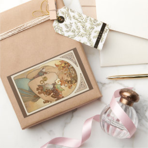 Vruchten van Alphonse Mucha,  Art Nouveau Rechthoekige Sticker