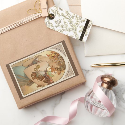 Vruchten van Alphonse Mucha, Art Nouveau Rechthoekige Sticker (Geschenken)