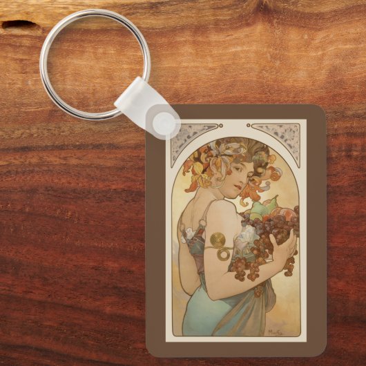 Vruchten van Alphonse Mucha,  Art Nouveau Sleutelhanger (Voorkant)