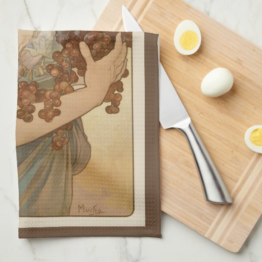 Vruchten van Alphonse Mucha,  Art Nouveau Theedoek (Quarter Fold)