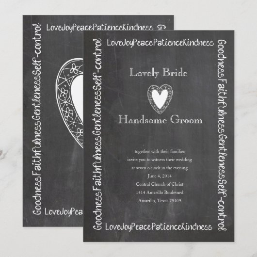 Vruchten van de bruiloft Spirit Chalkboard Kaart (Voorkant / Achterkant)