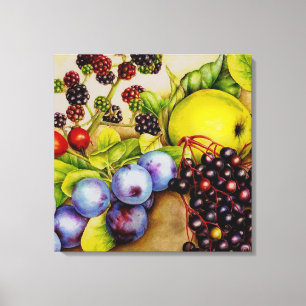 Vruchten van de hedgerow schildercanvas canvas afdruk