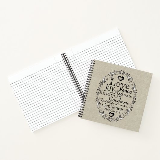 Vruchten van de spiraalscriptie linen notitieboek (Binnen)