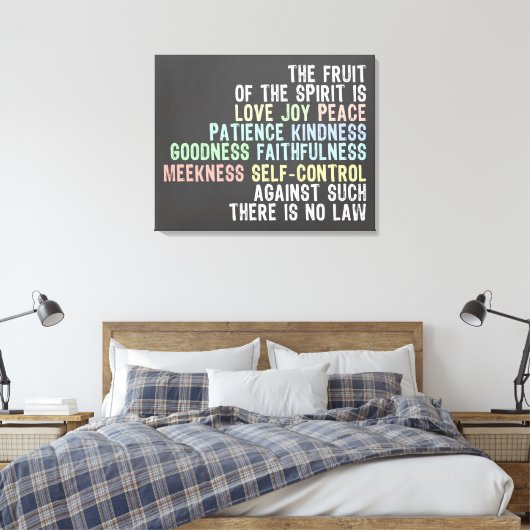Vruchten van de Spirit Chalkboard Kijk Bijbelverse Canvas Afdruk (Insitu (Slaapkamer))