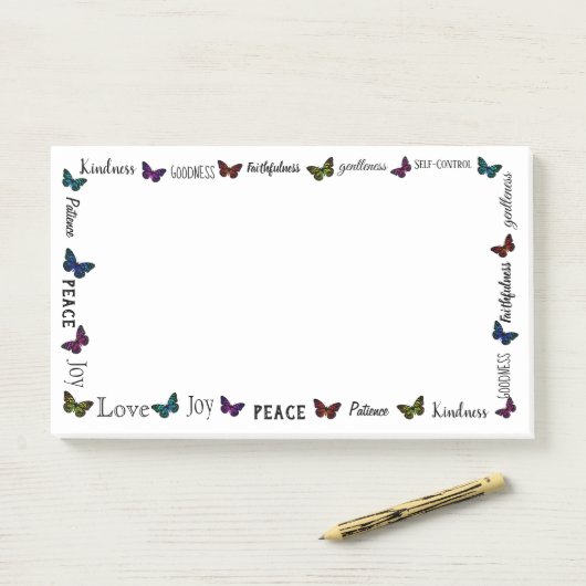 Vruchten van de stevige Bijbel Verse Butterfly Post-it® Notes (Op bureau)