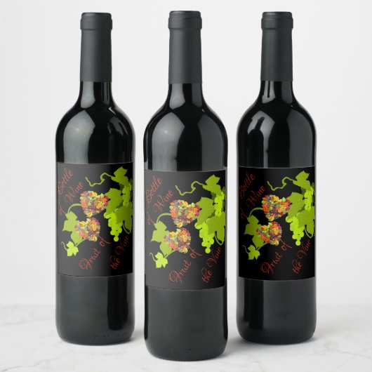 Vruchten van de wijn wijn etiket (Flessen)