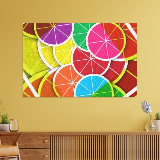 Vruchten van het kleurrijke linderschilderij van L Canvas Afdruk (Insitu (Woonkamer))