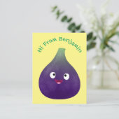 Vruchten van paars cartoon briefkaart (Staand voorkant)
