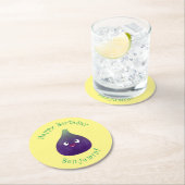 Vruchten van paars cartoon ronde kartonnen onderzetter (Insitu)