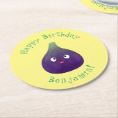 Vruchten van paars cartoon ronde kartonnen onderzetter (Gebogen)