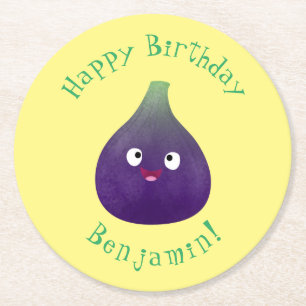 Vruchten van paars cartoon ronde kartonnen onderzetter