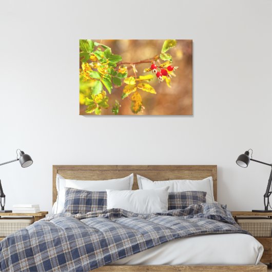 vruchten van wilde Rozen Canvas Afdruk (Insitu (Slaapkamer))
