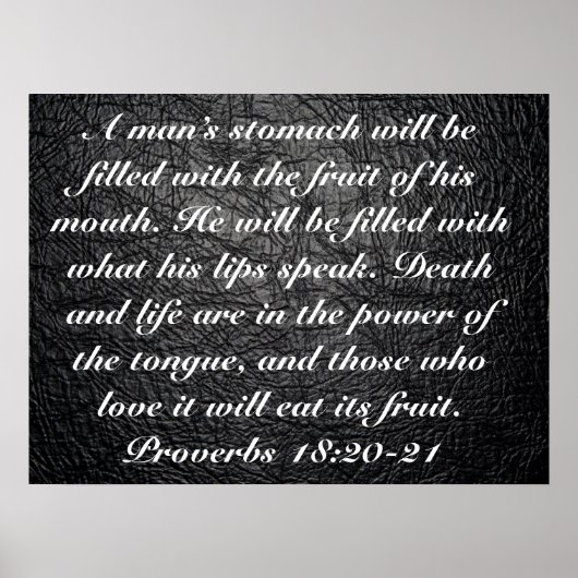 vruchten van zijn mond Bijbelververs 18:20-21 Poster (Voorkant)