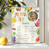Vruchten zomer 1e verjaardag foto mijlpaal poster