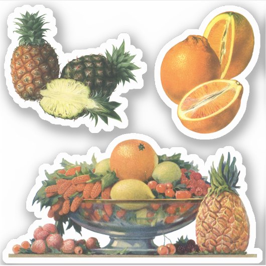  vruchtenBowl met ananassen en Sinaasappels Sticker (Voorkant)