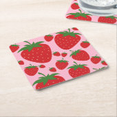 Vruchtenmarkt Roze aardbeien Voedingskunst Abstrac Kartonnen Onderzetters (Schuin)