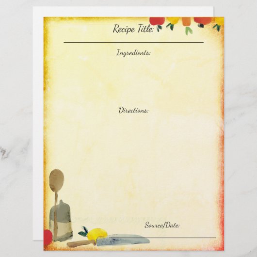 vruchtenmoes recept letterhead (Voorkant / Achterkant)