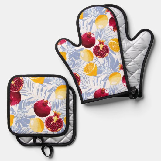 Vruchtenovenhandset Ovenwant & Pannenlap Set (Voorkant / Achterkant)